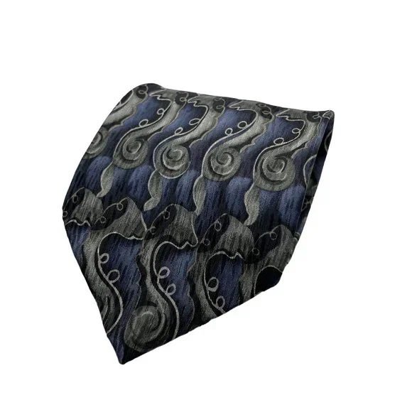 Jimmy V Peggy Fleming Blue Stonehenge Geometric Silk Classic Necktie - Picture 1 of 7